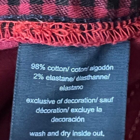 Tommy Jeans Women Red/Black Plaid Stretch Skinny Jeans Sz 2/26 Brand Stripe NWOT - Picture 8 of 12
